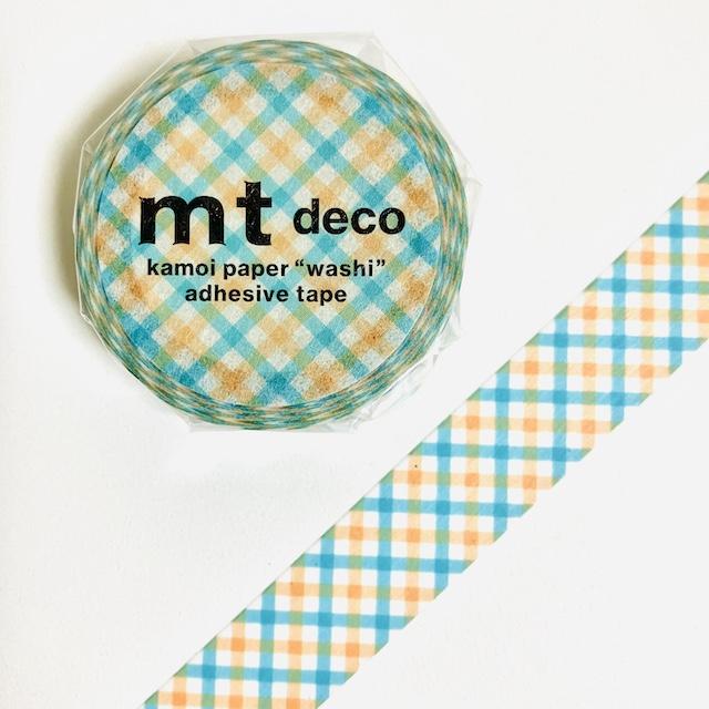 mt deco 1P 重なるギンガムチェック・オレンジ