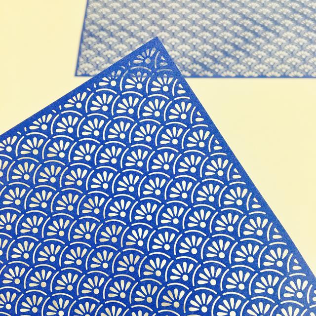 千代切紙 3枚入 花青海波 (HANA-SEIGAIHA)