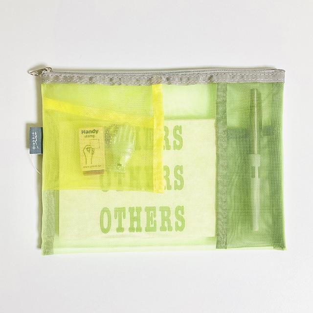 ペン&ツールポーチ メッシュ 黄緑