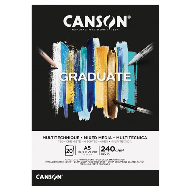 キャンソン グラジュエイトパッド ミックスメディア ブラック A5