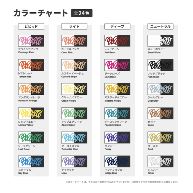 コピックアクレア カラーチャート