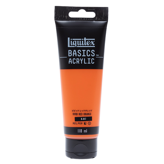 リキテックスベーシックス118ml 017 ビビッド レッド オレンジ｜画材