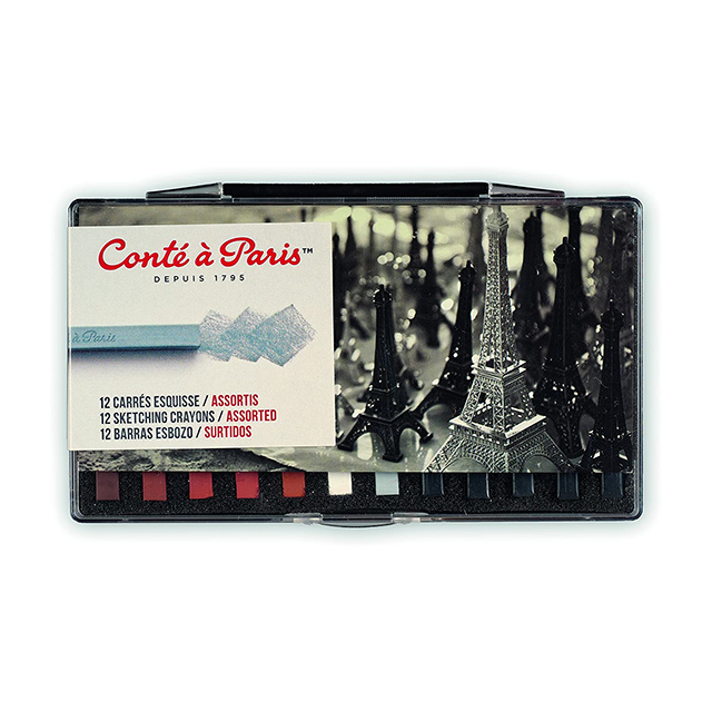 【ヴィンテージ/レトロ画材】Conté à Paris（コンテ・ア・パリ）12色 コンテ・ア・パリ カレ・コンテ(スケッチ)アソート12色セット 50150