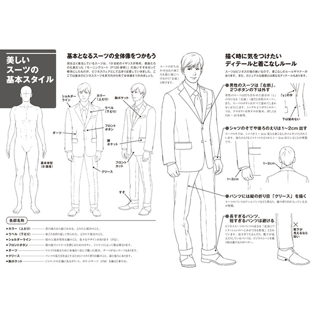 スーツ男子の描き方 スーツの基礎知識 写真ポーズ650 画材 文具雑貨の通販 Toolswebshop Cotoramonora